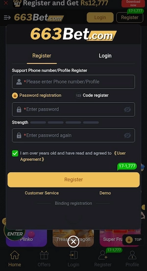 663Bet Game Register